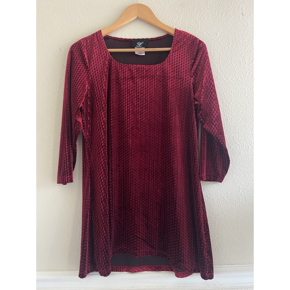 Libra Vintage Velvet Burgundy Tunic Top Medium Dark Romantic Goth